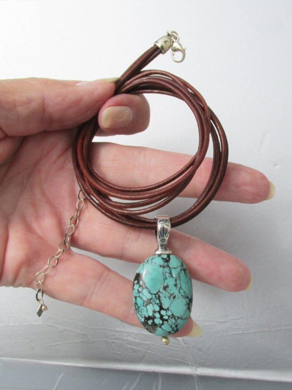 Retired SILPADA Turquoise Pendant 4 Strand Leather Cord Necklace - Picture 4 of 5